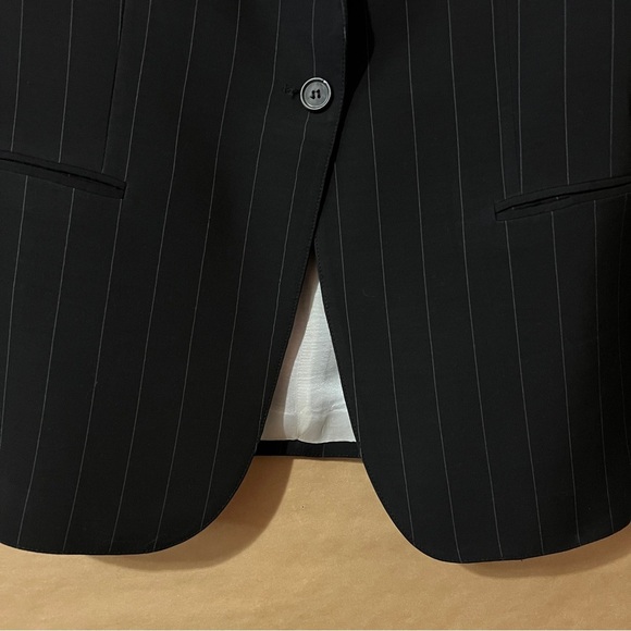 Smythe | 90's Blazer Oversized Black Pinstripe Jacket Single Button Size M - Picture 5 of 10
